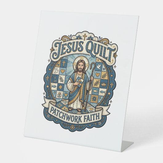 Jesus Quilt Patchwork Glaube Jesus Quilt Patchwork Sockelschild (Vorderseite)