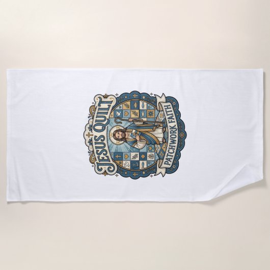 Jesus Quilt Patchwork Glaube Jesus Quilt Patchwork Strandtuch (Vorderseite)