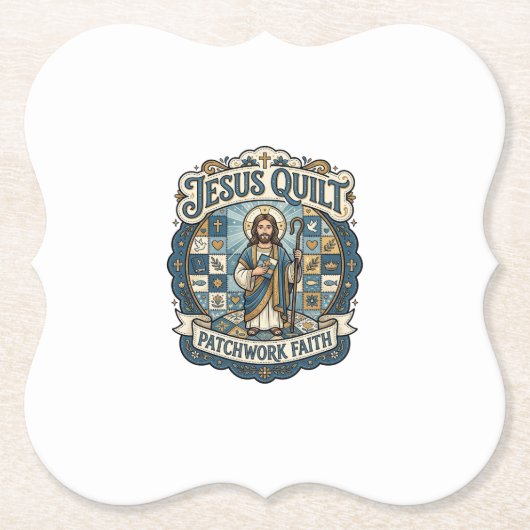 Jesus Quilt Patchwork Glaube Jesus Quilt Patchwork Untersetzer (Vorderseite)