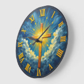 Jesus Radiant Heavenly Cross Große Wanduhr (Winkel)