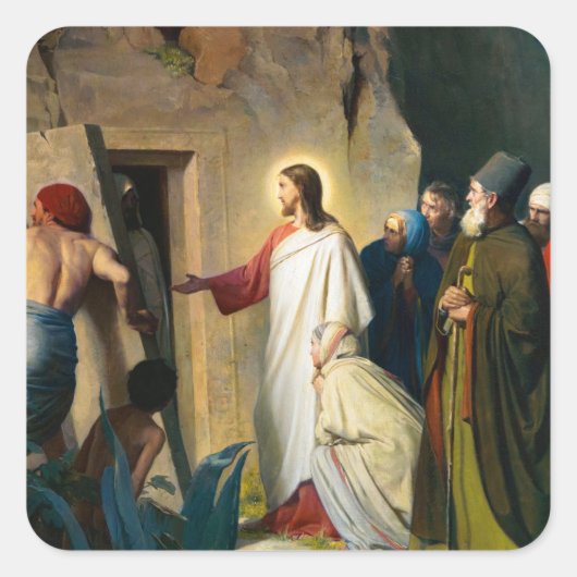 Jesus Raising Lazarus von Carl Bloch Quadratischer Aufkleber (Vorderseite)