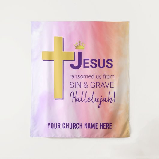 JESUS RANSOMED US Christlicher Ostern Wandteppich (Vorderseite)