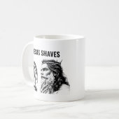 Jesus rasiert sich - Lustiger Jesus-Meme Kaffeetasse (Vorderseite Links)