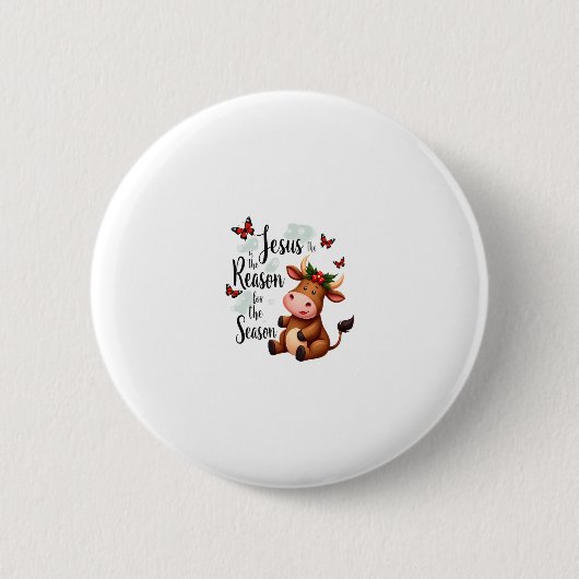 Jesus Reason for The Season Cow Christmas Christia Button (Vorderseite)