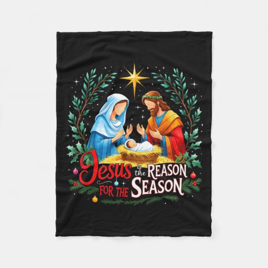 Jesus Reason For The Season Nativity Christmas Des Fleecedecke (Vorderseite)