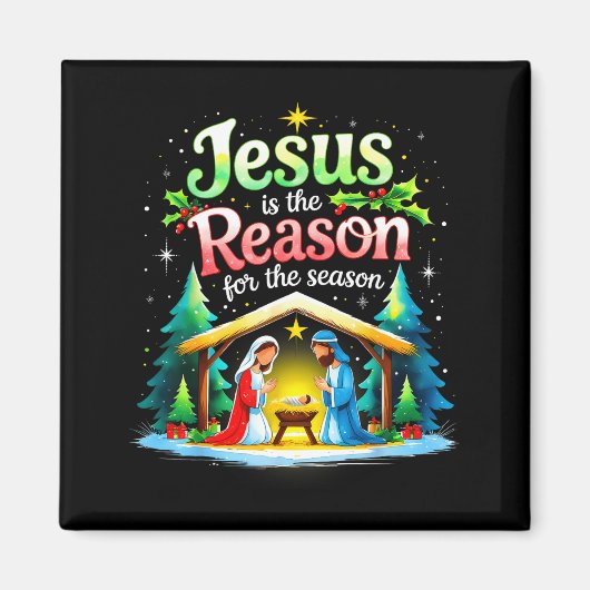 Jesus Reason For The Season Nativity Christmas Des Magnet (Vorne)