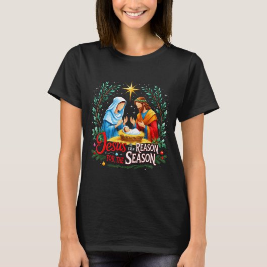 Jesus Reason For The Season Nativity Christmas Des T-Shirt (Vorderseite)