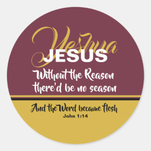 JESUS REASON SAASON Scripture CHRISTMAS Christlich Runder Aufkleber