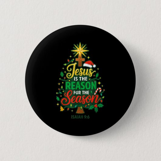 Jesus Reason Season Christian Christmas Family Pjs Button (Vorderseite)