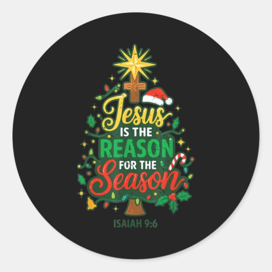 Jesus Reason Season Christian Christmas Family Pjs Runder Aufkleber (Vorderseite)