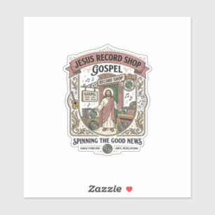 Jesus Record Shop Gospel Jesus Record Shop Christi Aufkleber