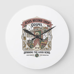 Jesus Record Shop Gospel Jesus Record Shop Christi Große Wanduhr