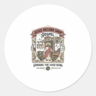 Jesus Record Shop Gospel Jesus Record Shop Christi Runder Aufkleber