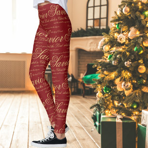 Jesus Red Gold Christliche religiöse Weihnachtsges Leggings