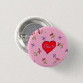 Jesus Red Heart Floral Pink Christlich Button (Vorne & Hinten)