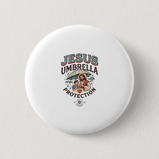 Jesus Regenschirm Schutz Jesus Regenschirm Schutzi Button (Vorderseite)
