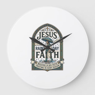 Jesus Regentag Glaube Jesus Regentag Christlicher  Große Wanduhr