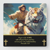 Jesus reitet auf dem Tiger Quadratische Wanduhr (Vorderseite)