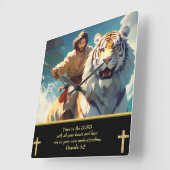 Jesus reitet auf dem Tiger Quadratische Wanduhr (Winkel)