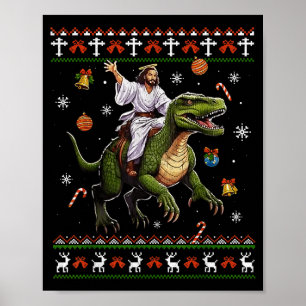 Jesus reitet auf Dinosaurier Lustiges Meme Hässlic Poster