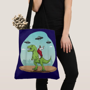 Jesus reitet auf einem Dinosaurier Alien-Galaxie Tasche
