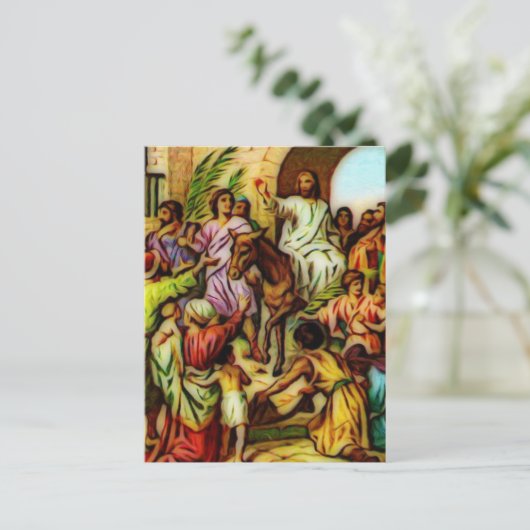 Jesus reitet den Esel in Jerusalem Postkarte (Stehend Vorderseite)