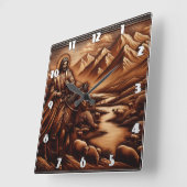 Jesus reitet ein Pferd durch die Serengebirge Quadratische Wanduhr (Winkel)