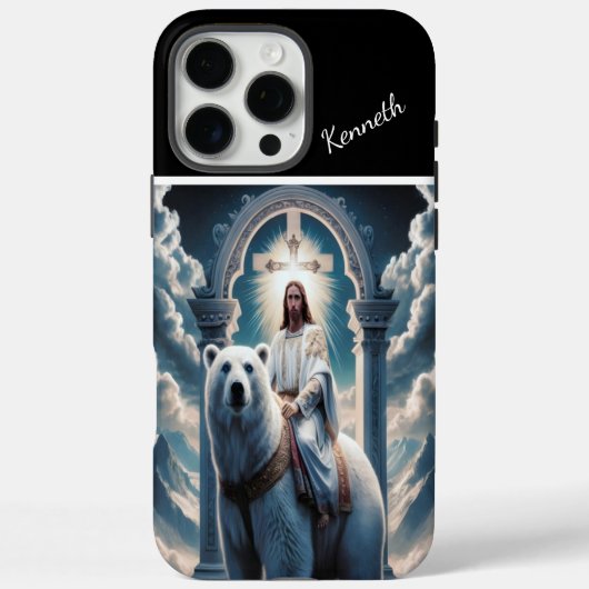Jesus reitet einen Eisbär Case-Mate iPhone Hülle (Rückseite)