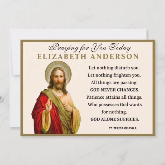 Jesus Religious St. Teresa of Avila Prayer Karte (Vorderseite)