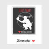 Jesus Rette Baseball Catcher Funny Sports Lover Aufkleber (Blatt)