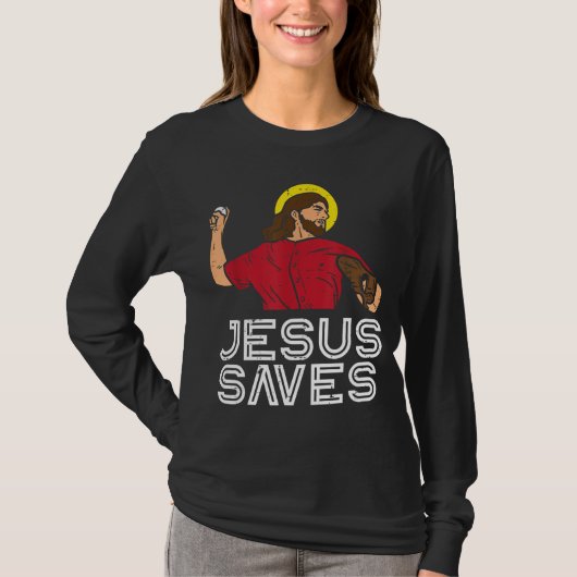 Jesus Rette Baseball Gott Sportliche Christliche M T-Shirt (Vorderseite)