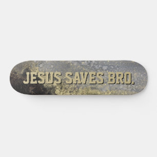 Jesus Rette Bro. Abstraktes Gold Paint Skateboard