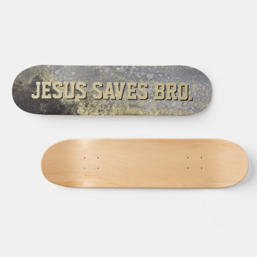 Jesus Rette Bro. Abstraktes Gold Paint Skateboard (Horizontal)