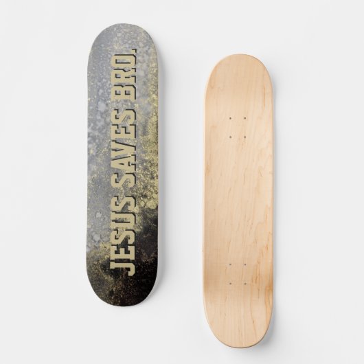 Jesus Rette Bro. Abstraktes Gold Paint Skateboard (Vorderseite)