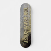 Jesus Rette Bro. Abstraktes Gold Paint Skateboard (Vorne)