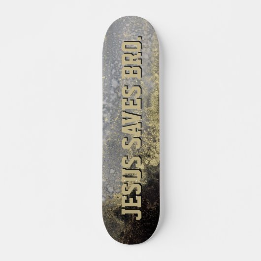 Jesus Rette Bro. Abstraktes Gold Paint Skateboard (Vorne)