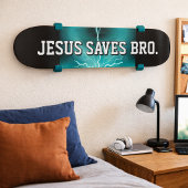 Jesus Rette Bro. Blaue Blitze Skateboard