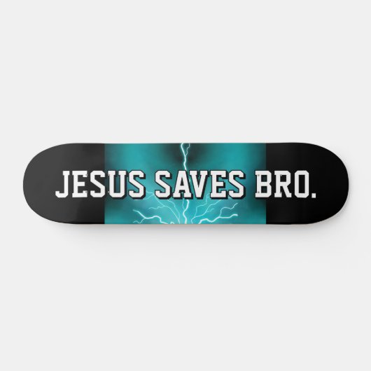 Jesus Rette Bro. Blaue Blitze Skateboard (Horizontal)