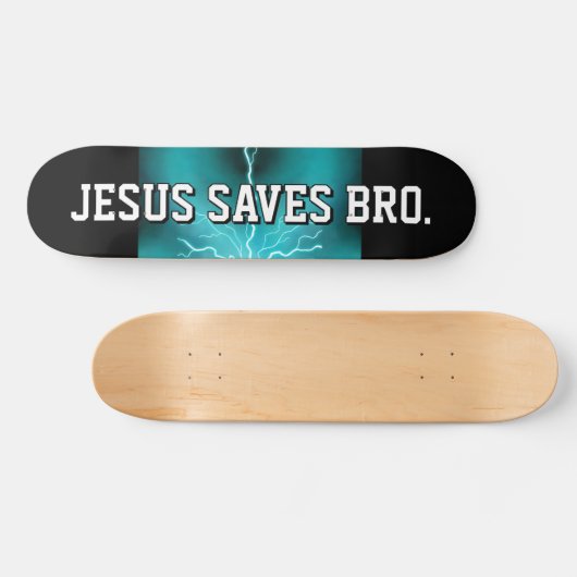 Jesus Rette Bro. Blaue Blitze Skateboard (Horizontal)