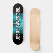 Jesus Rette Bro. Blaue Blitze Skateboard (Vorderseite)