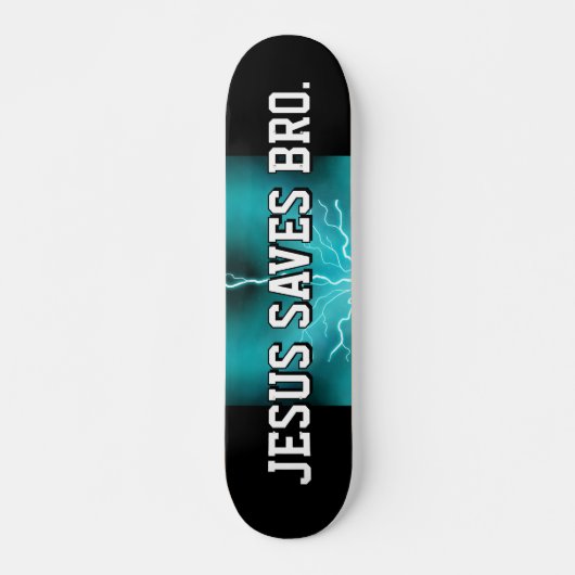 Jesus Rette Bro. Blaue Blitze Skateboard (Vorne)