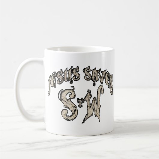 Jesus Rette das Wort Kaffeetasse (Links)