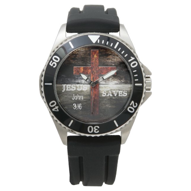 Jesus Rette den rostlosen Stahl der Menschen Armbanduhr (Vorderseite)