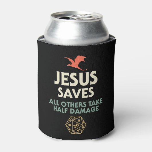 Jesus Rette DM Dragon D20 Dice Gift RPG Rolle Play Dosenkühler (Kanne Vorderseite)