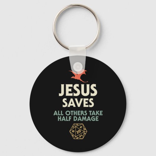 Jesus Rette DM Dragon D20 Dice Gift RPG Rolle Play Schlüsselanhänger (Vorderseite)