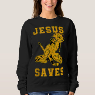 Jesus Rette Eishockey Goalie Sport Religiöse Chri Sweatshirt