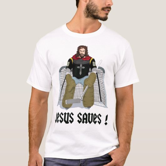 Jesus Rette Eishockey T-Shirt (Vorderseite)