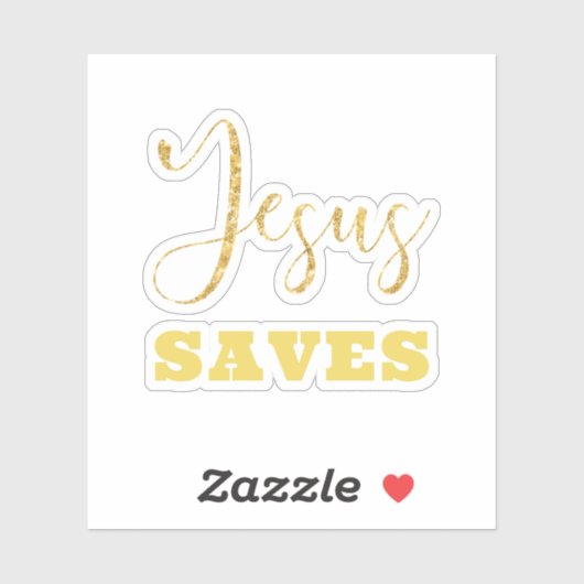 Jesus Rette Gelben Gold Glitzer Aufkleber (Blatt)