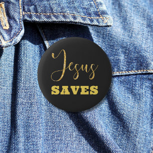 Jesus Rette Gelben Gold Glitzer Button