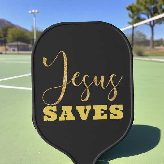Jesus Rette Gelben Gold Glitzer Pickleball Schläger